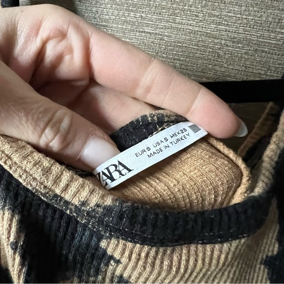 ZARA NEW WOMAN STRAPPY TIE-DYE MIDI DRESS  black & brown size small - Picture 8 of 13